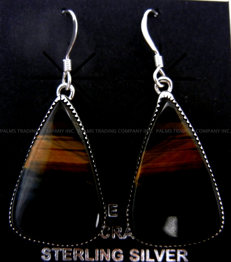 Navajo tiger eye and sterling silver dangle earrings