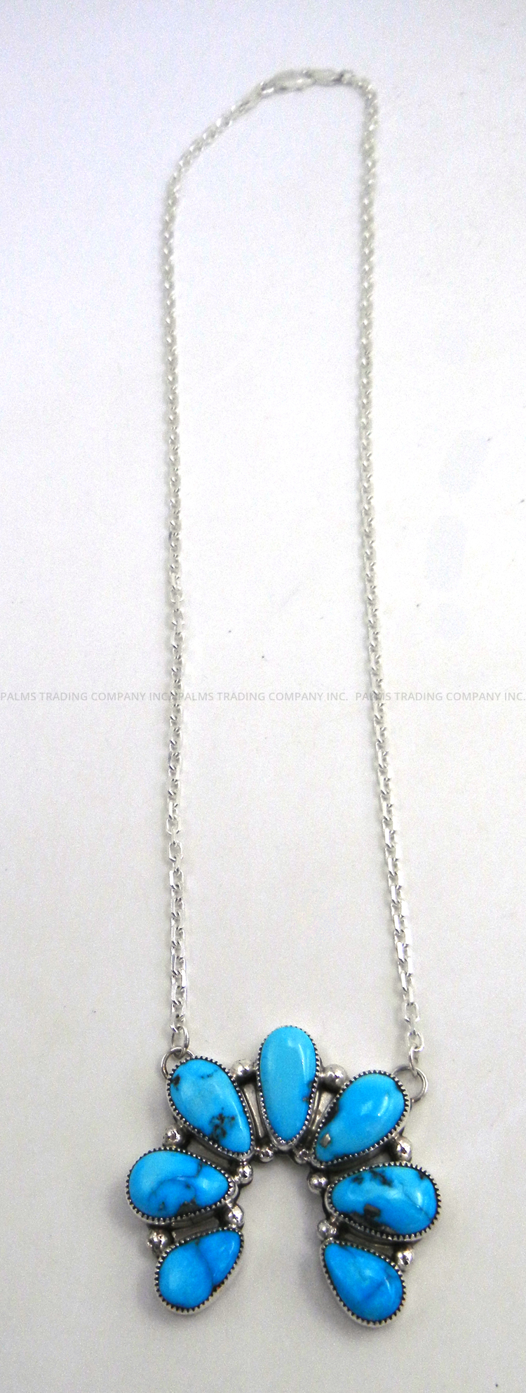 Navajo turquoise and sterling silver naja necklace by Alice McShirley