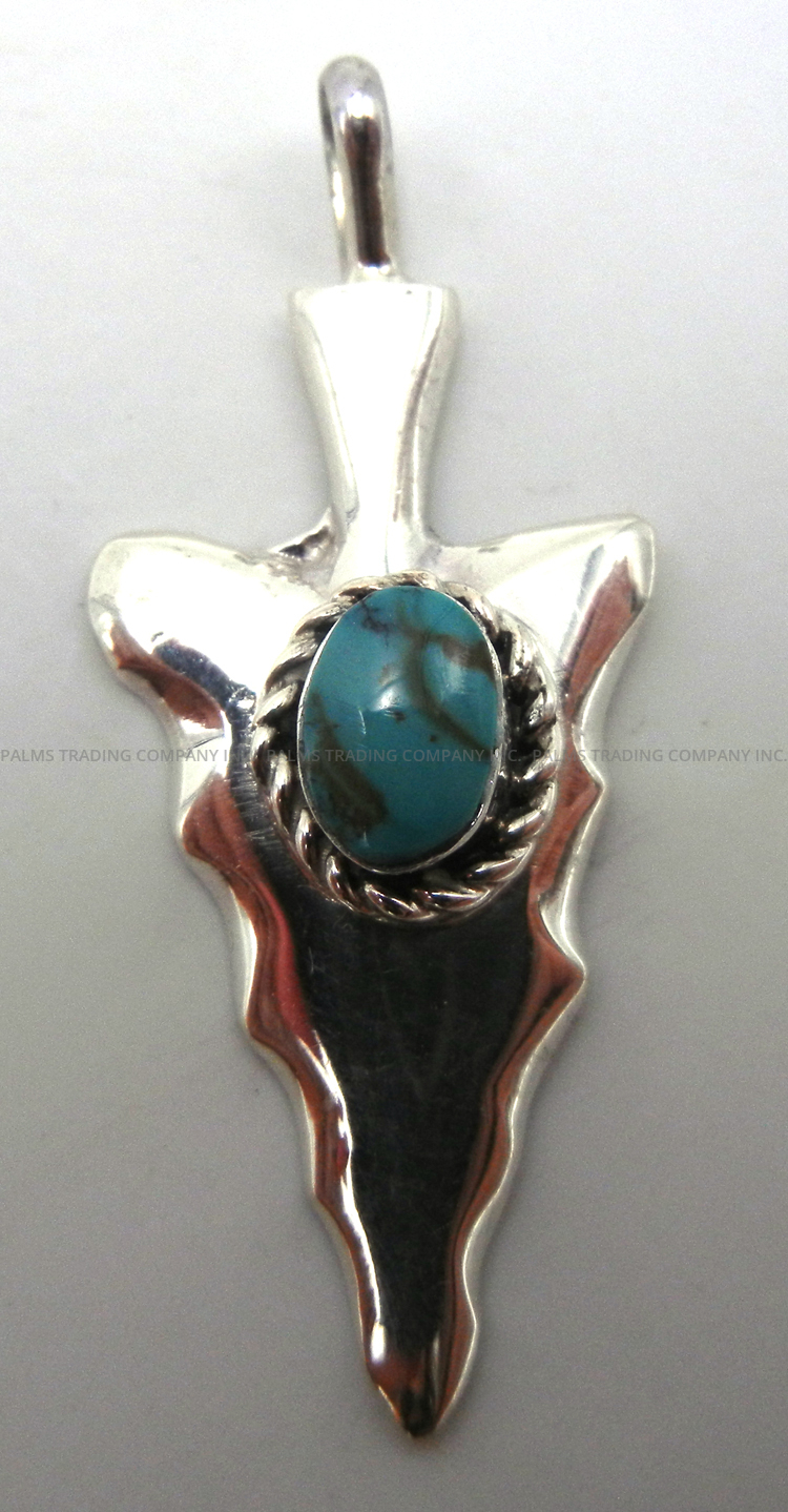 Navajo sterling silver and turquoise arrowhead pendant by Joseph Martinez