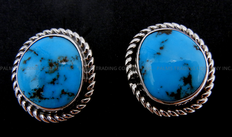 Navajo turquoise and sterling silver post earrings