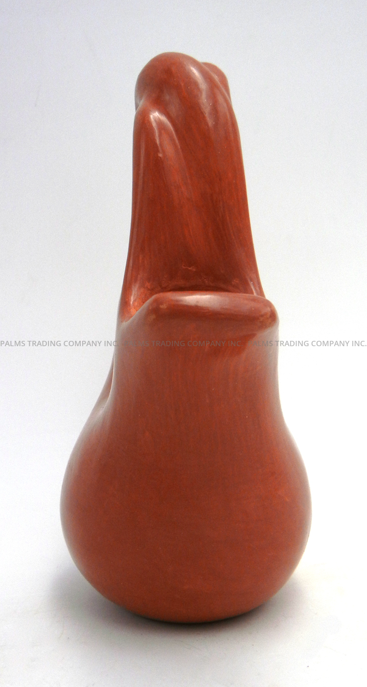 Santa Clara Birdell Bourdon Handmade, Red Polished Wedding Vase with Etched Flowers and Twisted Handle - Image 5