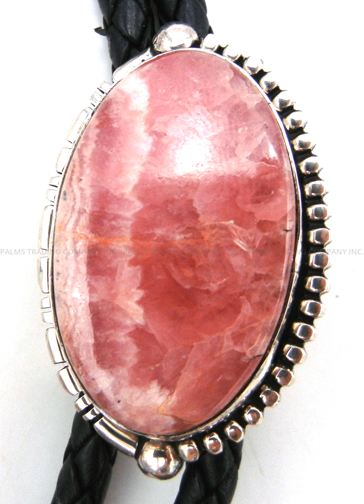Navajo Rhodochrosite and Sterling Silver Bolo Tie - Image 3