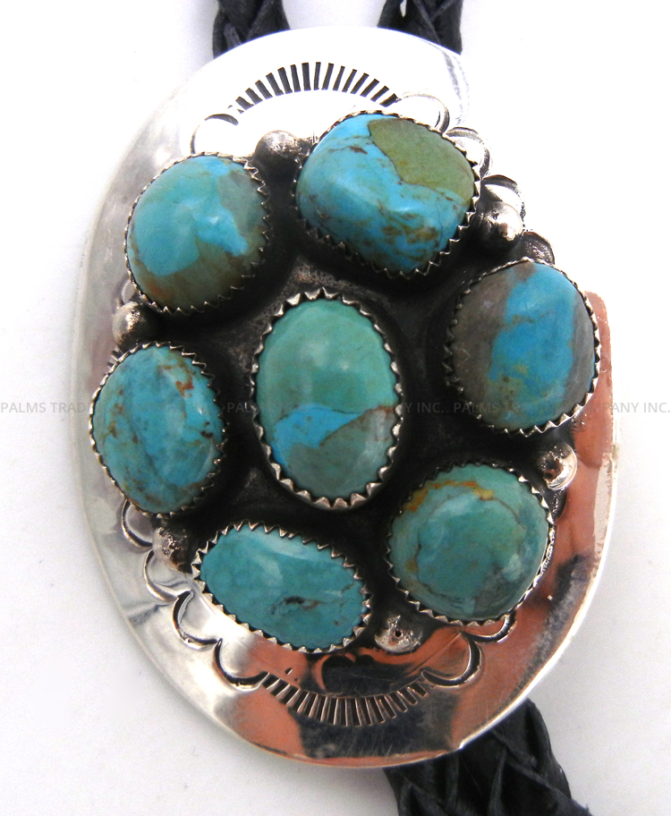 Navajo Turquoise Cluster and Sterling Silver Bolo Tie - Image 3