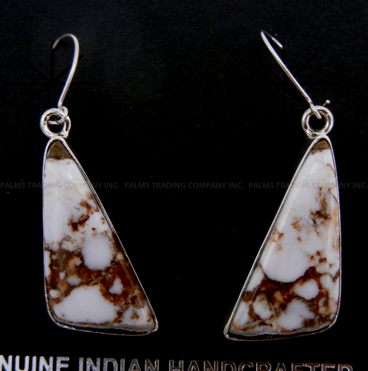 Navajo wild horse and sterling silver triangular dangle earrings by Shirley Henry