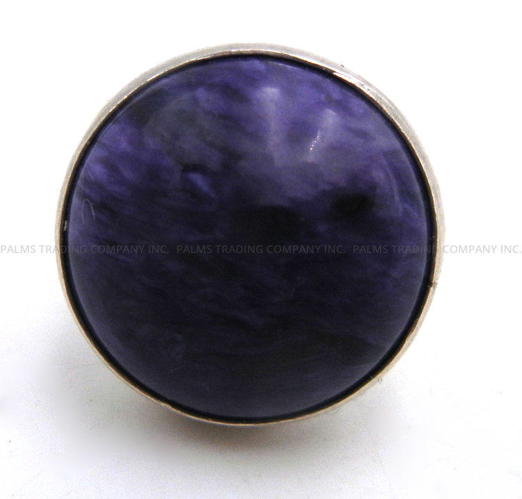 Navajo round charoite and sterling silver ring