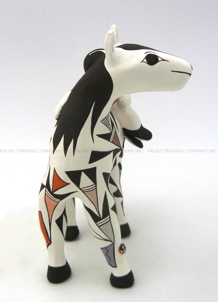 Acoma Judy Lewis Small Horse Figurine with Child and Cat - Image 5