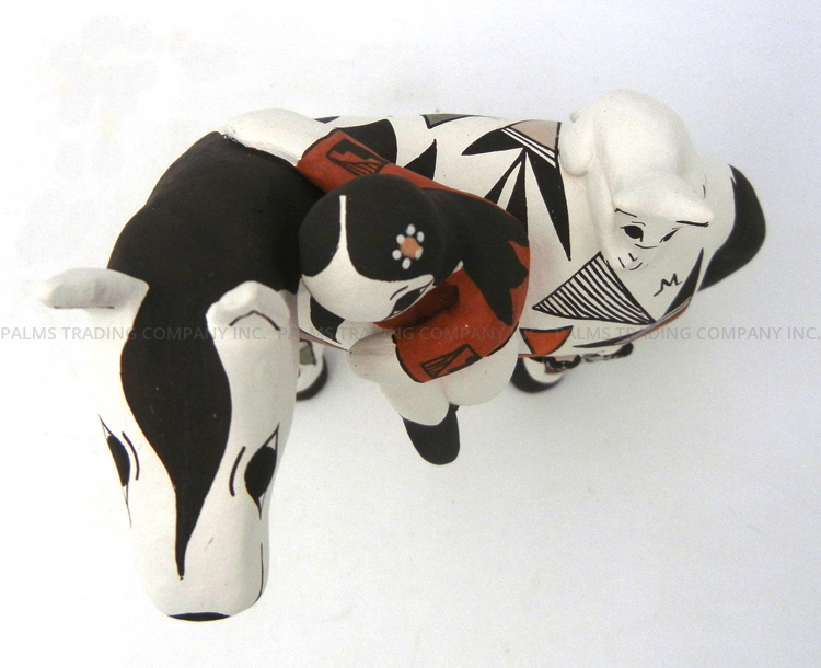 Acoma Judy Lewis Small Horse Figurine with Child and Cat - Image 6