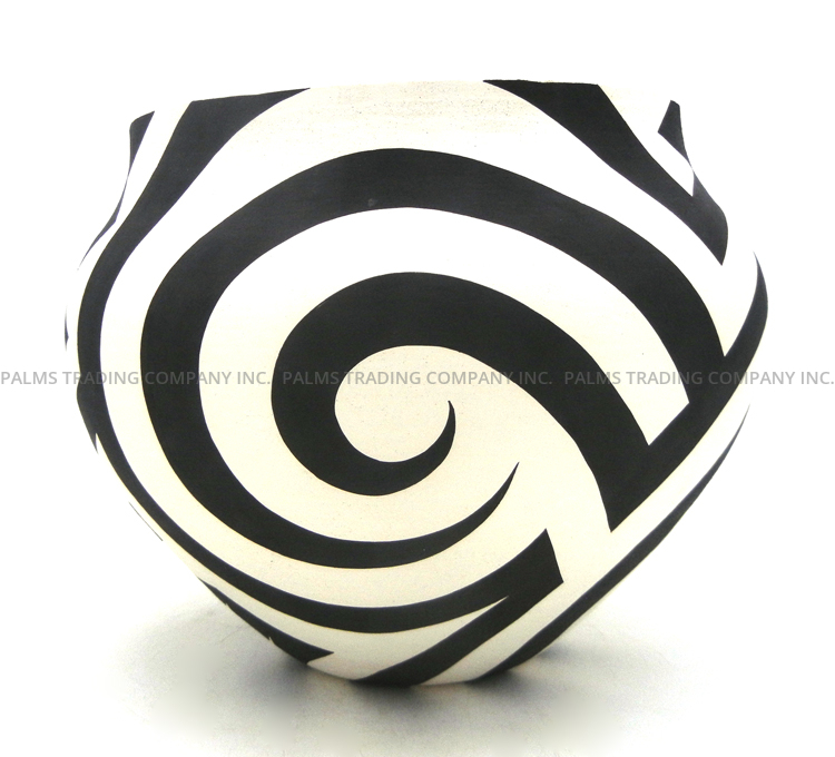 Acoma handmade and hand painted contemporary black and white large jar by Eric Lewis