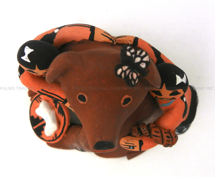 Jemez Carol Lucero Gachupin Dog Figurine with Two Children - Image 6