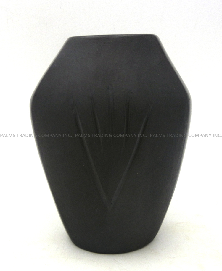 Santa Clara black matte and polished vase by Alvin Baca with stylized bear paw