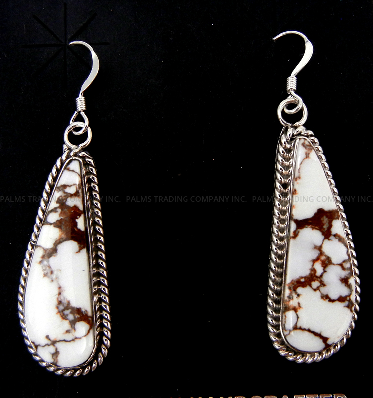 Navajo wild horse and sterling silver tear drop dangle earrings by Julia Etsitty