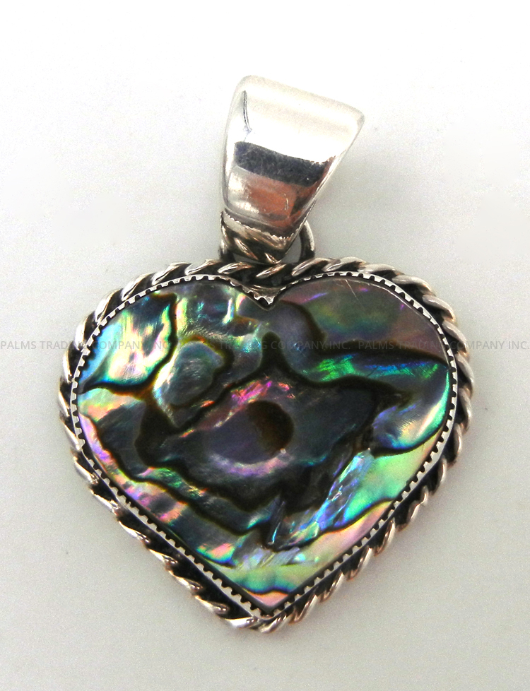 Navajo abalone and sterling silver heart pendant by Joelias Draper