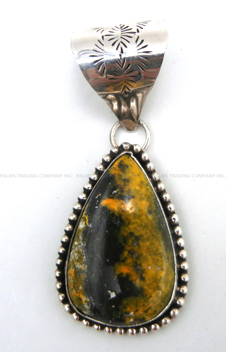 Navajo bumblebee jasper and sterling silver pendant by Leonard Platero, Jr. and Racquel Hurley