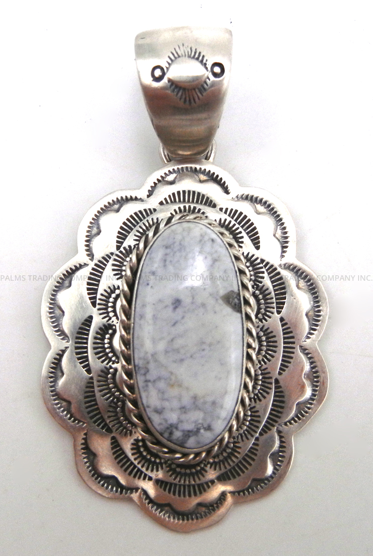 Navajo howlite and sterling silver pendant