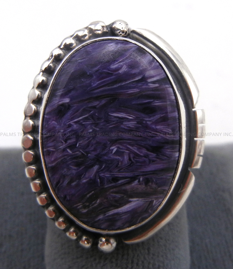 Navajo charoite and sterling silver ring by Alice McShirley