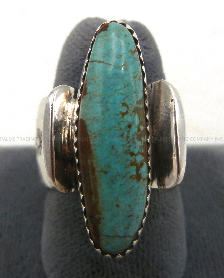 Navajo adjustable turquoise and sterling silver ring by Delbert Secatero