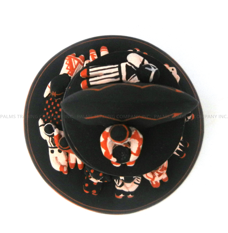 Cochiti/San Felipe Dena Suina Handmade Lidded Vase with Bear and Thirteen Children - Image 7