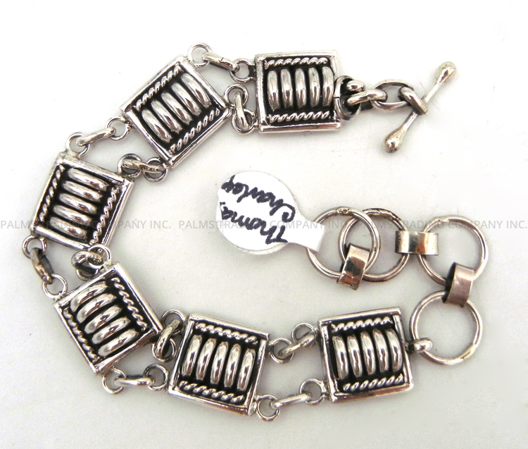 Navajo domed sterling silver link bracelet by Thomas Charley