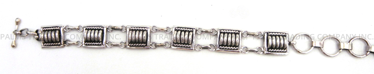 Navajo Thomas Charley Domed Sterling Silver Link Bracelet - Image 3