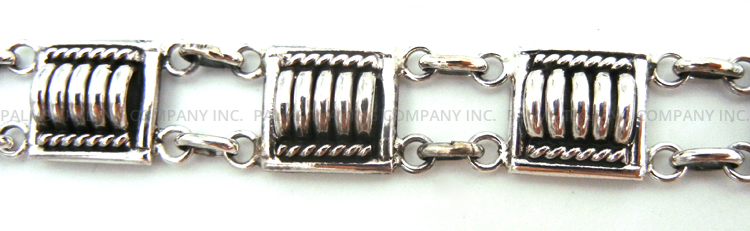 Navajo Thomas Charley Domed Sterling Silver Link Bracelet - Image 4