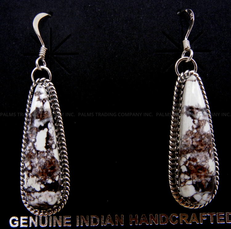 Navajo wild horse and sterling silver dangle earrings by Will Denetdale.