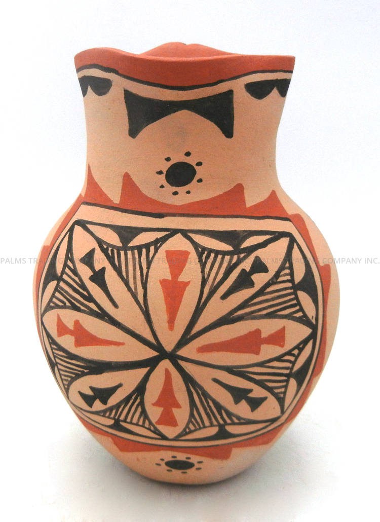 Jemez handmade and hand painted polychrome multi-pattern pitcher by Martilla Madalena
