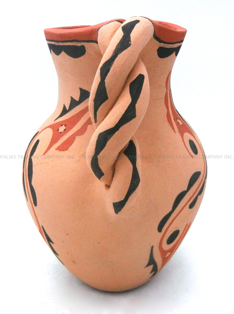 Jemez Martilla Madalena Handmade and Hand Painted Polychrome Pitcher with Twisted Handle - Image 5