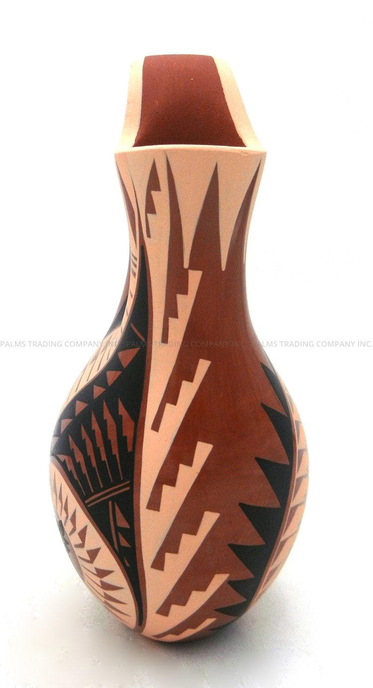 Jemez Geraldine Sandia Handmade, Hand Painted and Polished Multi-Pattern Polychrome Wedding Vase - Image 3