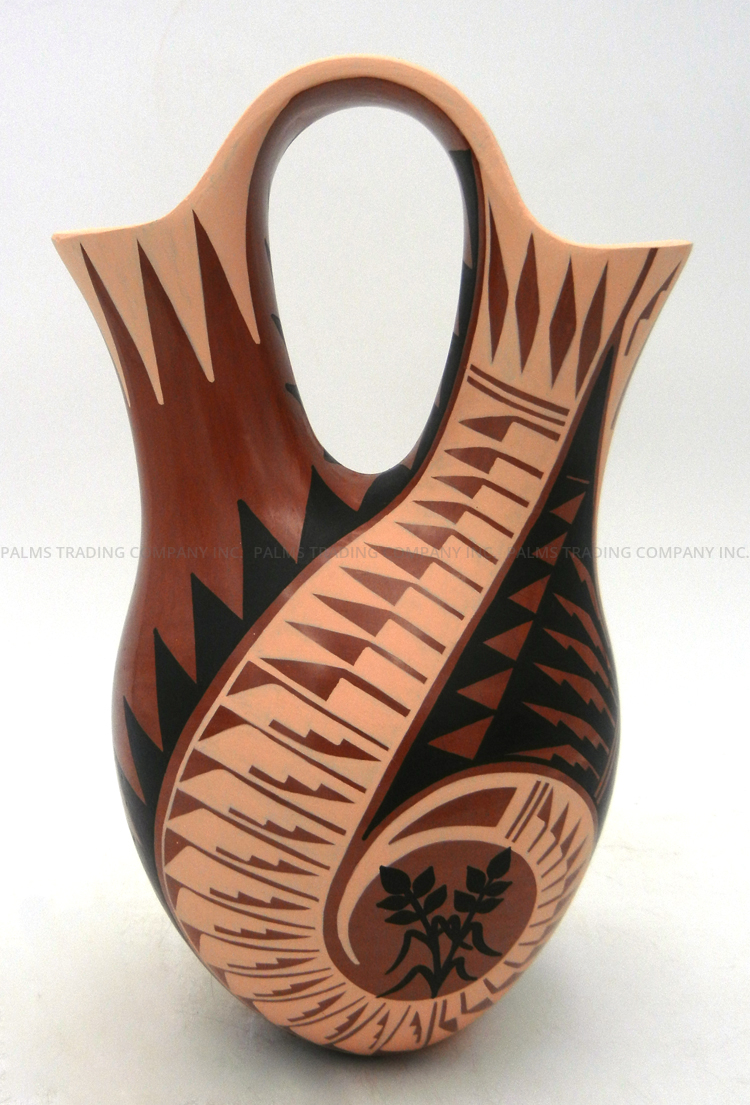 Jemez Geraldine Sandia Handmade, Hand Painted and Polished Multi-Pattern Polychrome Wedding Vase - Image 4