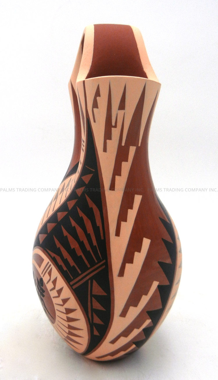 Jemez Geraldine Sandia Handmade, Hand Painted and Polished Multi-Pattern Polychrome Wedding Vase - Image 5