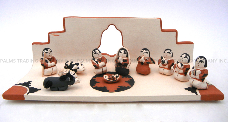 Jemez handmade and hand painted nativity scene by Angel Bailon