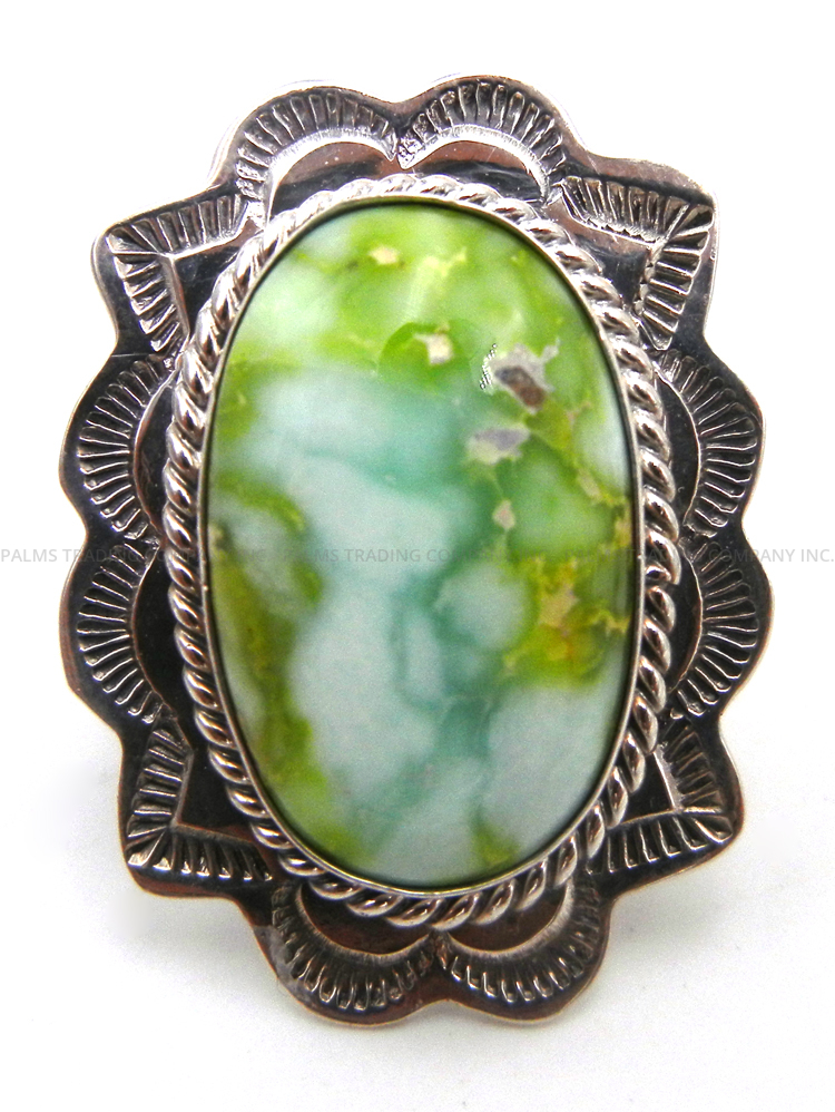 Navajo Palomino turquoise and sterling silver ring by Will Denetdale